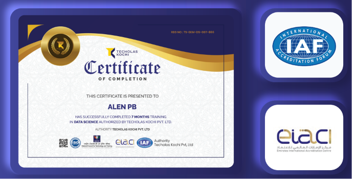 Techolas Kochi — Certificate of Completion